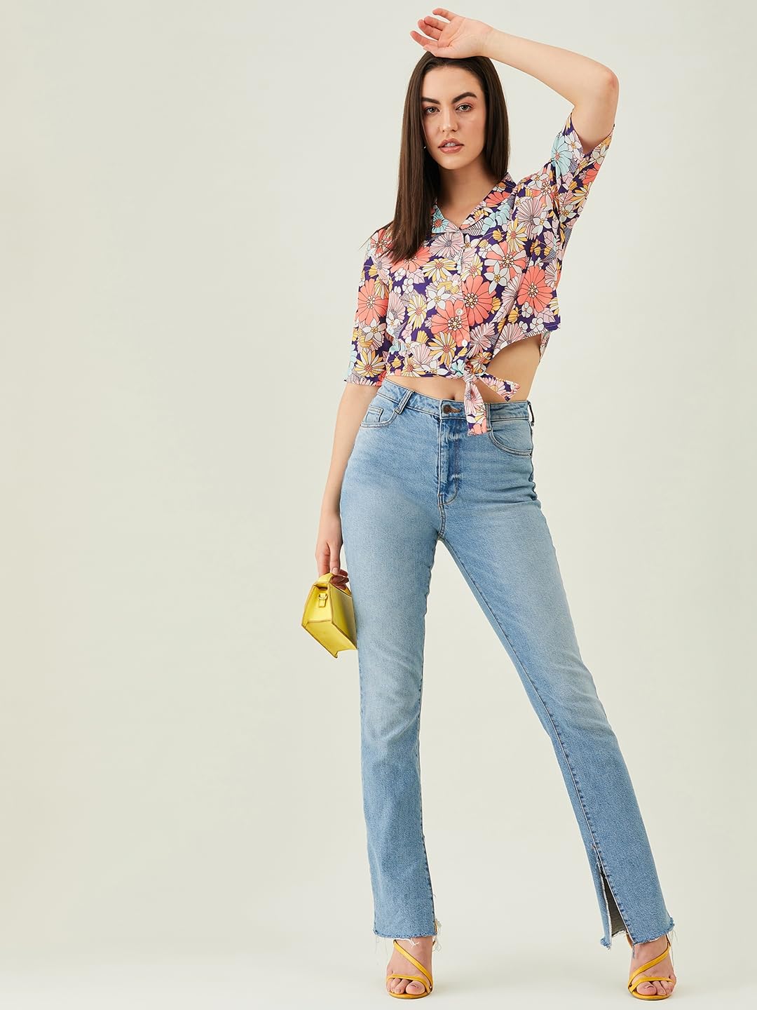 Modeve Women Floral Multicolor Crop Top For Summer