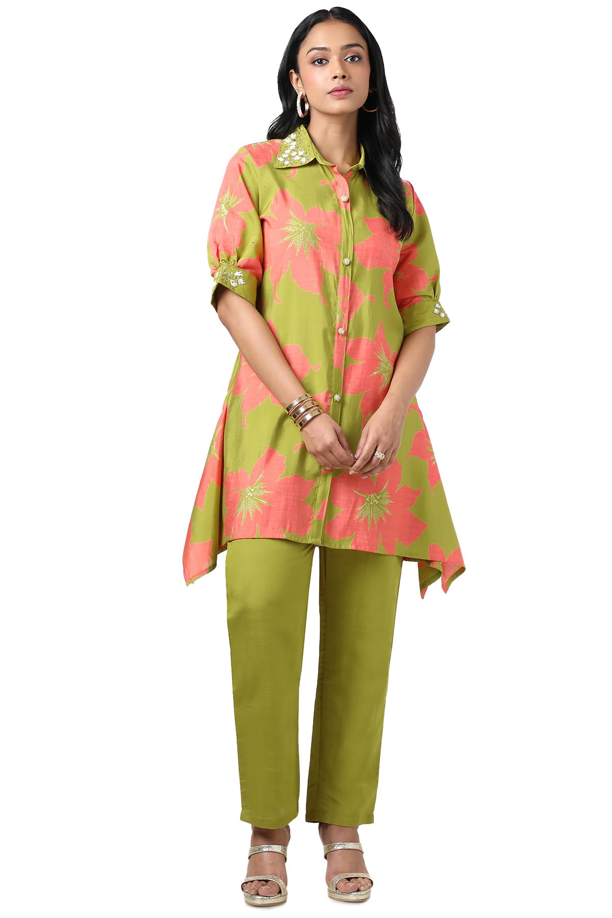 Soch Womens Muslin Kurta Set (CWS5KS10774B_Sap Green