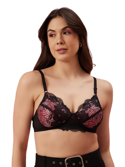 Clovia Womens Net Non Padded Wire Free Full Coverage Bra Black