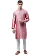 Jompers Mens Collar Embroidered Silk Jacquard Kurta Pyjama Set