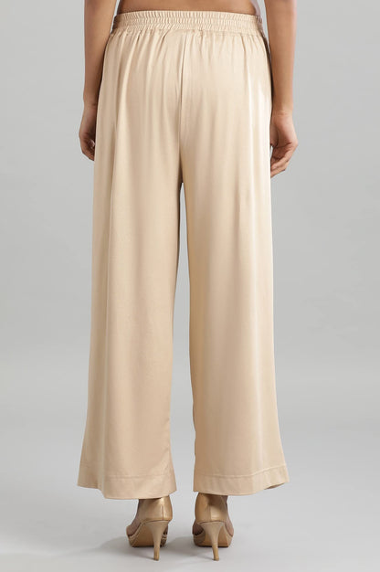 Aurelia WomenS Gold Poly-Blend Solid Palazzo Ethnic Bottomwear