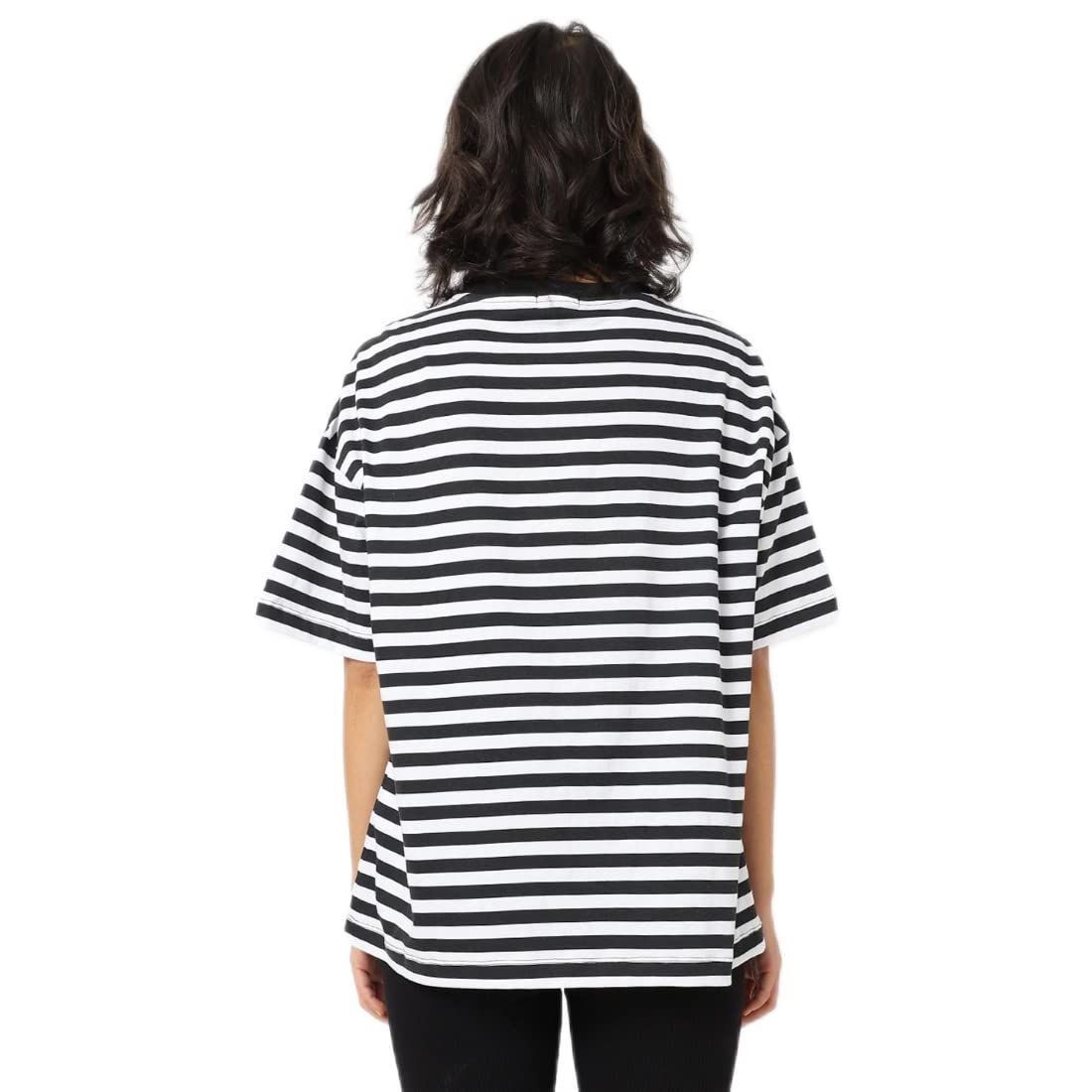 Bewakoof Womens Minion Striped Stripe White Half Sleeve Round Neck T-Shirt