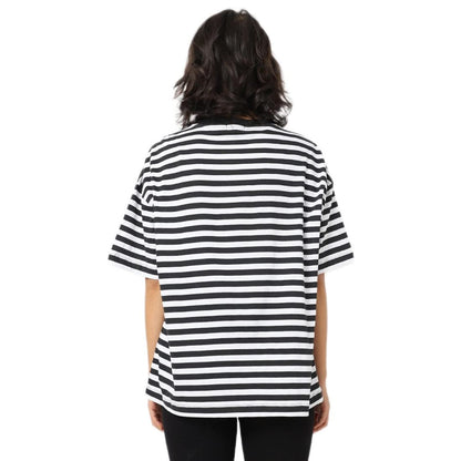 Bewakoof Womens Minion Striped Stripe White Half Sleeve Round Neck T-Shirt