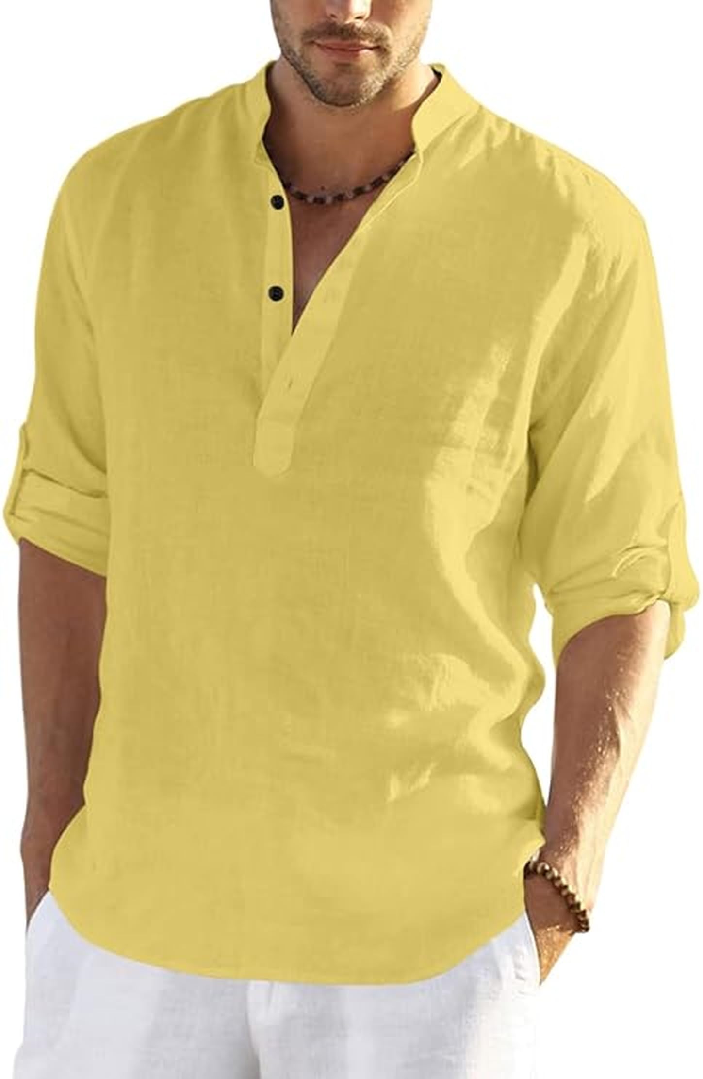 Bellstone MenS Solid Regular Fit Shirt (Kurta800_P_Yellow