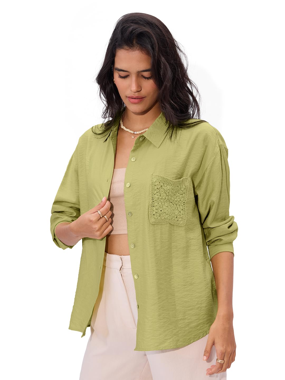 The Souled Store Mystic Women and Girls Long Sleeve Collared Neck Button Down Boyfriend Shirts Womens Boyfriend Shirts Casual Bu