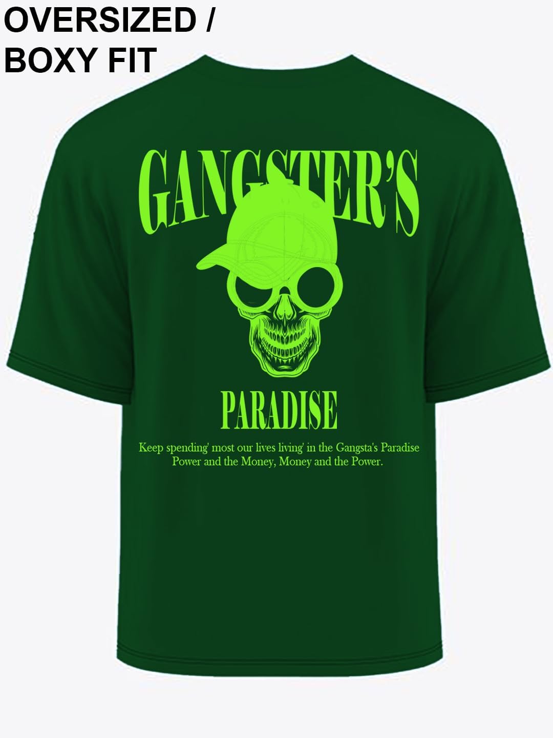 Rigo Printed Oversized T-Shirts for Men | Drop Shoulder T-Shirt for Men Dark Green