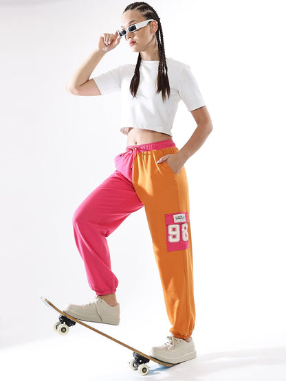 Hubberholme Women Colourblocked Jogger High-Rise Casual Track Pants 1
