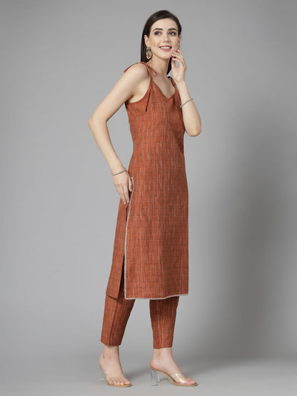 Stylum Women's Woven Designed Cotton Blend Straight Kurta Pant Set (KPBULLSET)