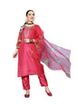ishin Women's Pink Yoke Design A-Line Kurta with Toruser & Dupatta