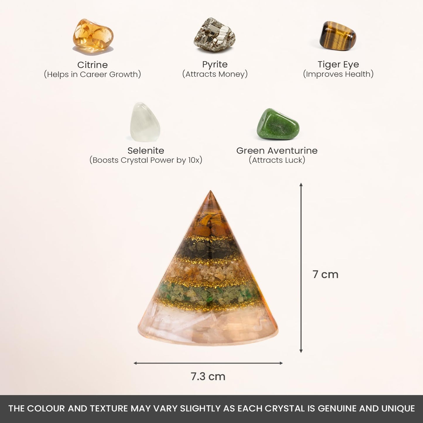 Astrotalk Conical Dhan YOG Resin Pyramid with Selenite Base | Home Decor Items for Wealth, Money & Business Growth | Vastu Items for Home & Mandir | Decorative Items for Living Room