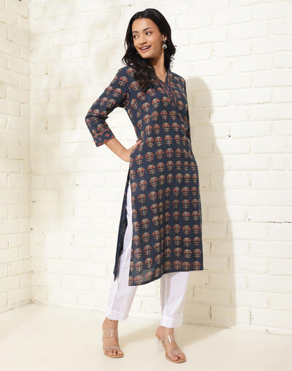 Fabindia WomenS Cotton Printed Regular Kurta (1037248Indigo_Indigo