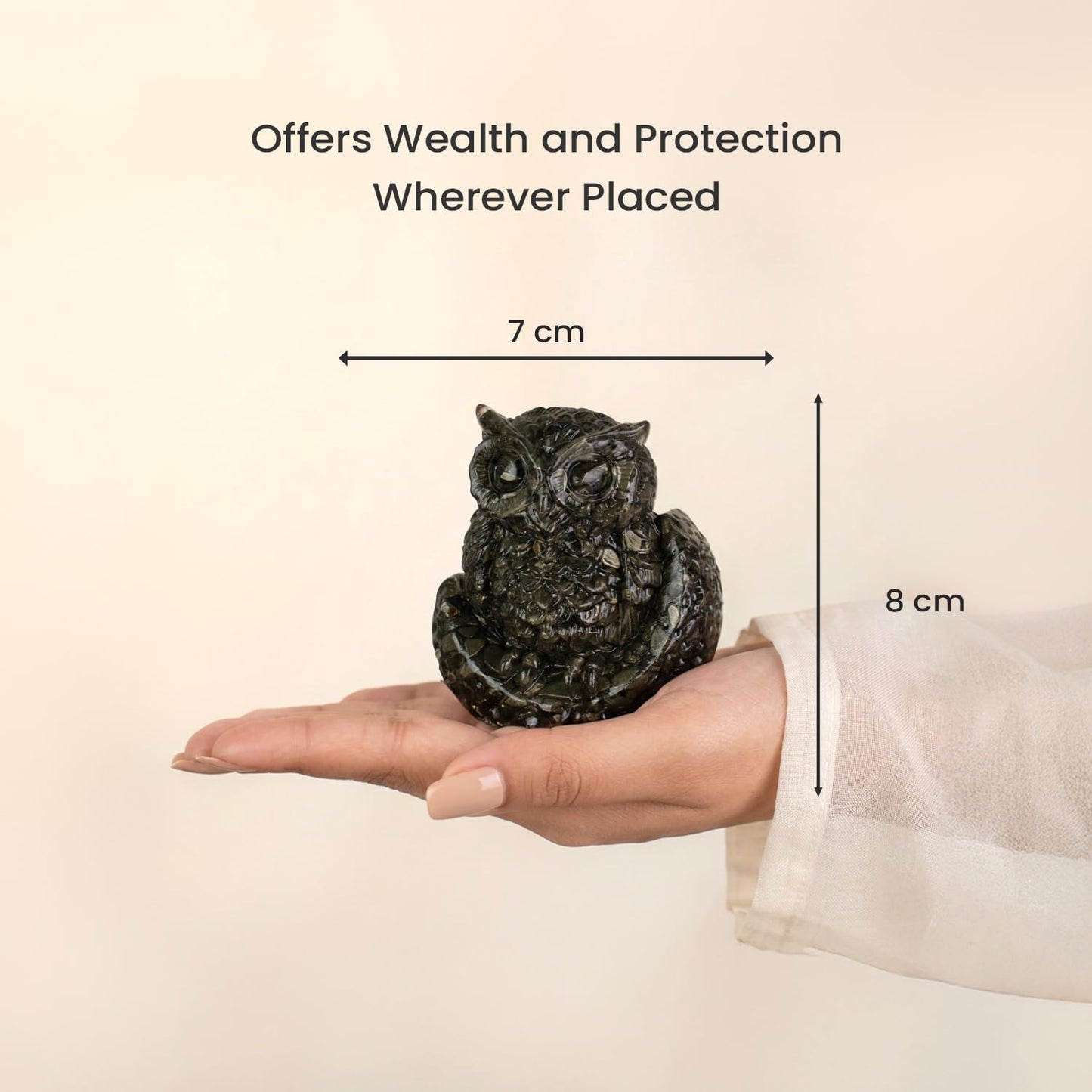 Astrotalk Pyrite Owl | Statue for Wealth, Success & Protection | Vastu Showpiece for Home Decor for Living Room & Office Desk | Vastu Items for Good Luck | Housewarming Gift