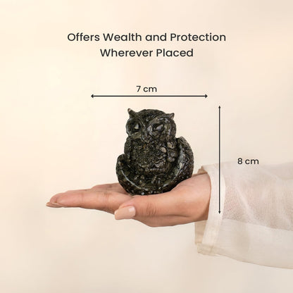 Astrotalk Pyrite Owl | Statue for Wealth, Success & Protection | Vastu Showpiece for Home Decor for Living Room & Office Desk | Vastu Items for Good Luck | Housewarming Gift