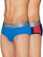 XYXX Mens Underwear Illuminati IntelliSoft Antimicrobial Micro Modal Brief Pack of 2 (Black Iris & Tango Red ; Brilliant Blue;