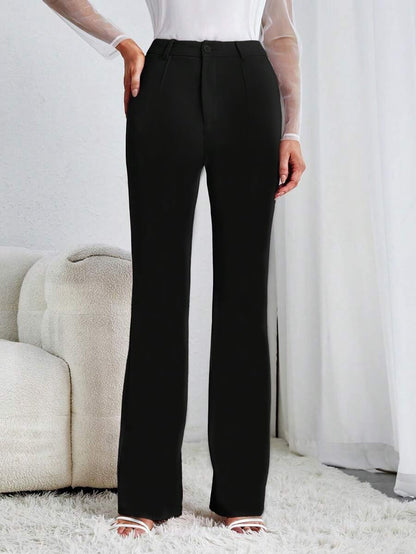 Toochki Tailored Trousers for Women | Womens High-Waisted Pant | Korean Bottom Wear Black