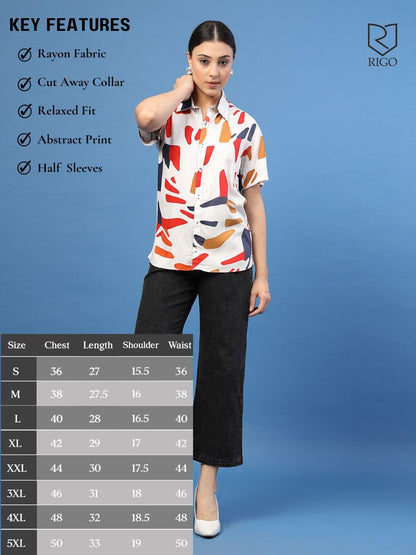 Rigo Rayon Printed Shirts for Women | Half Sleeves Hawaiian Shirts for Women | Summer Shirts Shirt for Women | Slim Fit, Casual