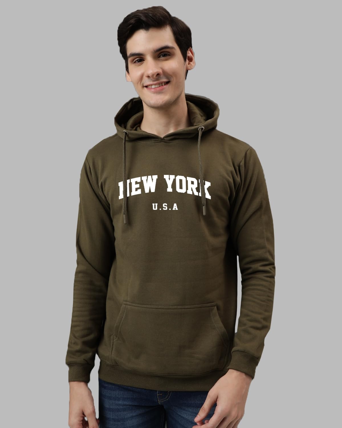 ADRO Men's Cotton Blend Neck Hooded Sweatshirt (H24-NEW)
