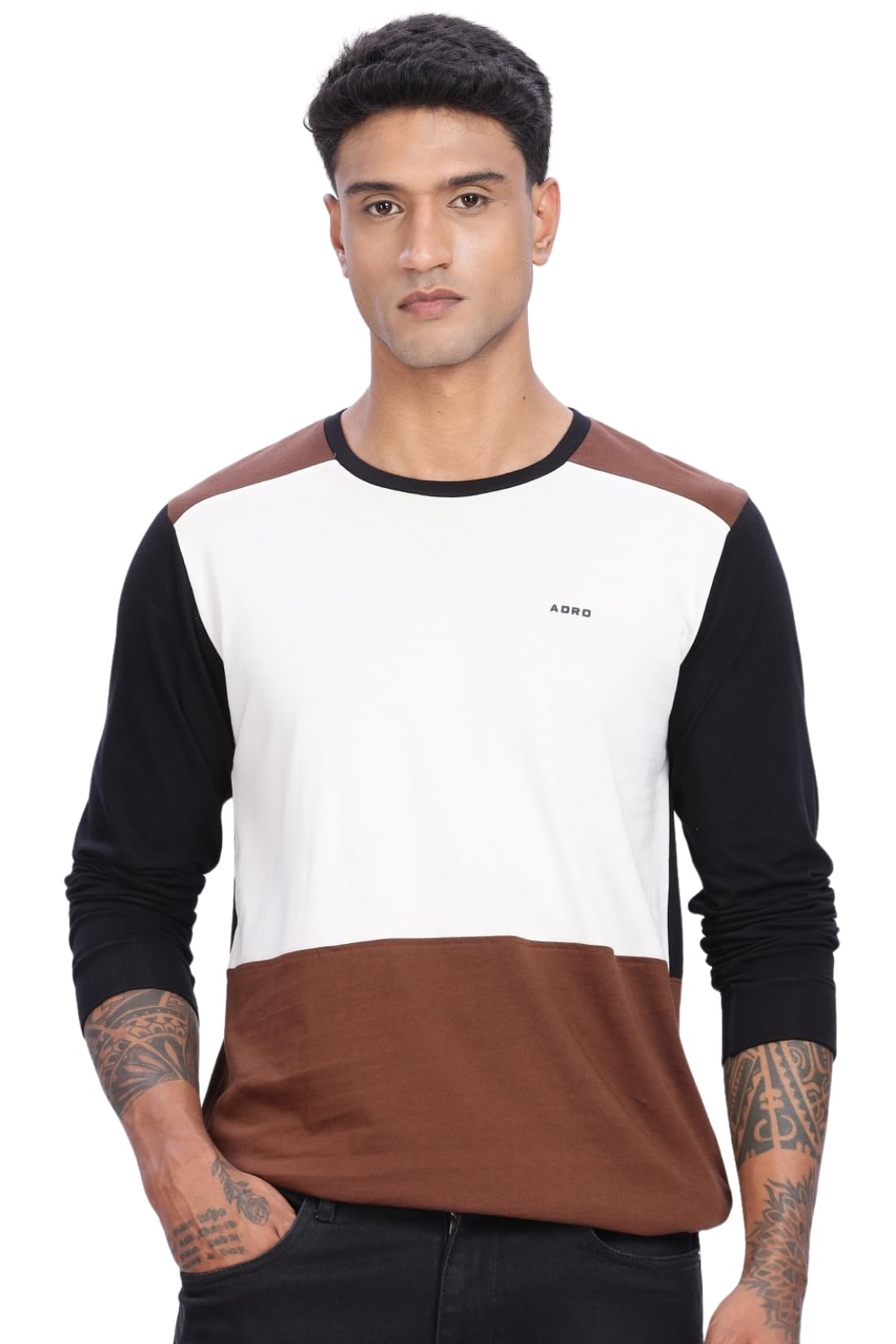 ADRO Full Sleeve Tshirt for Men | Soft Cotton Tshirt for Men|Comfortable & Stylish Regular Fit Full Sleeve Round Neck Tshirt|FR2