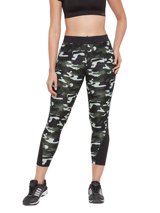 Clovia WomenS Activewear Sports Ankle Length Printed Tights (Ab0057P17_Green_S)