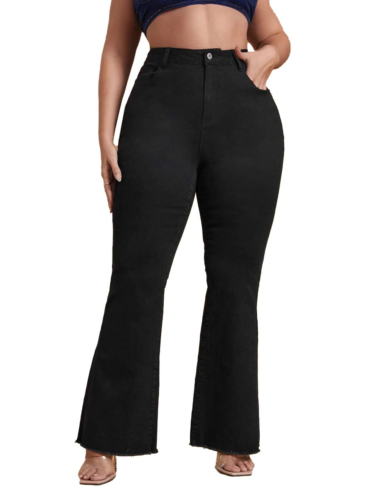 Kotty Womens High Rise Regular Fit Solid Jeans Jet Black