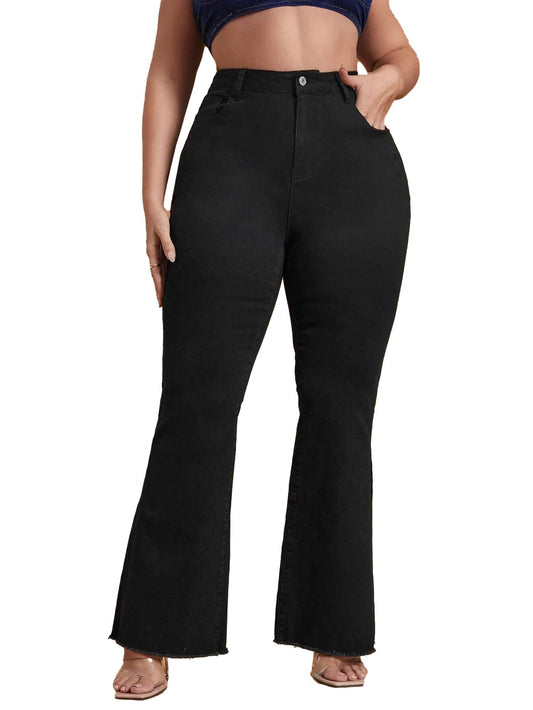 Kotty Womens High Rise Regular Fit Solid Jeans Jet Black