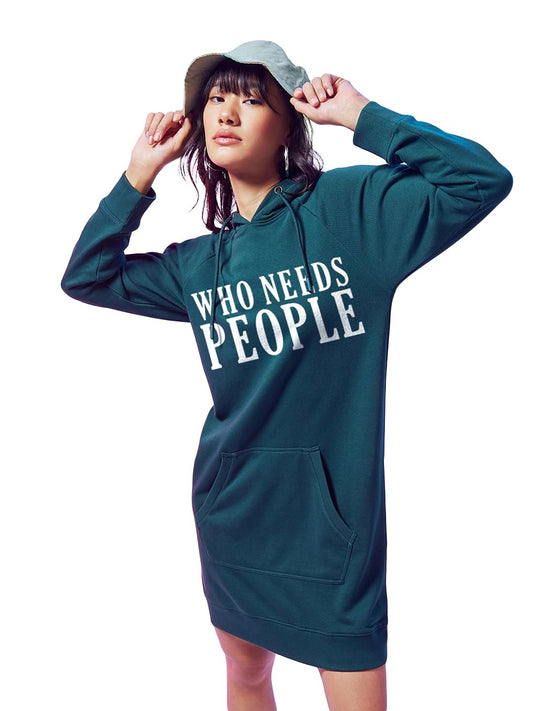 Bewakoof Womens Graphic Printed Regular Fit Full Sleeve Terry Hoodie Dress_629683_Green_XL