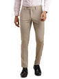Turtle Men Poly Viscose Stretch Solid Slim Fit Dark Beige Formal Trouser