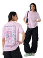 The Souled Store Angel Card Women and Girls Short Sleeves Round Neck Pink Graphic Printed Cotton Oversized T-Shirts