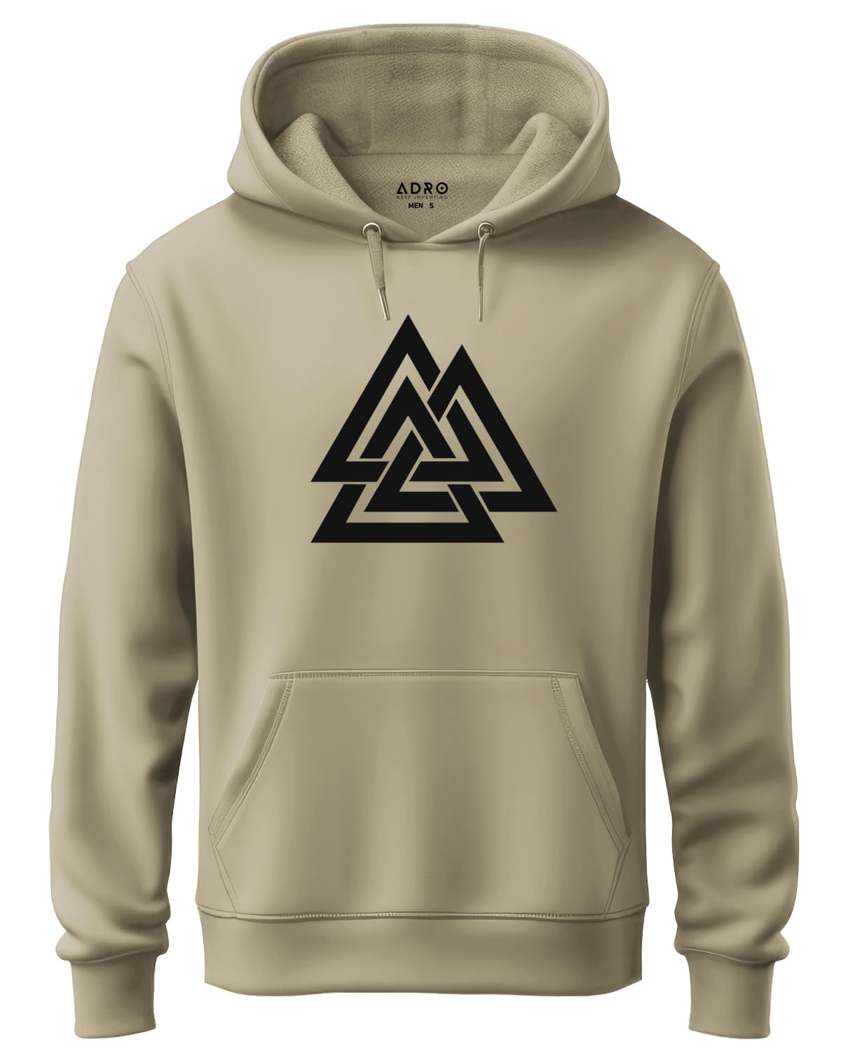 ADRO Men's Cotton Neck Hooded Sweatshirt (H21-M-TKT-CH_Beige)