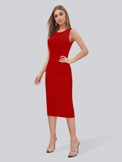 Toochki Dress For Women | Lycra Dresses | One Piece Dress | Midi Dress Dress For Women | Red Bodycon Dress For Women | Casual We
