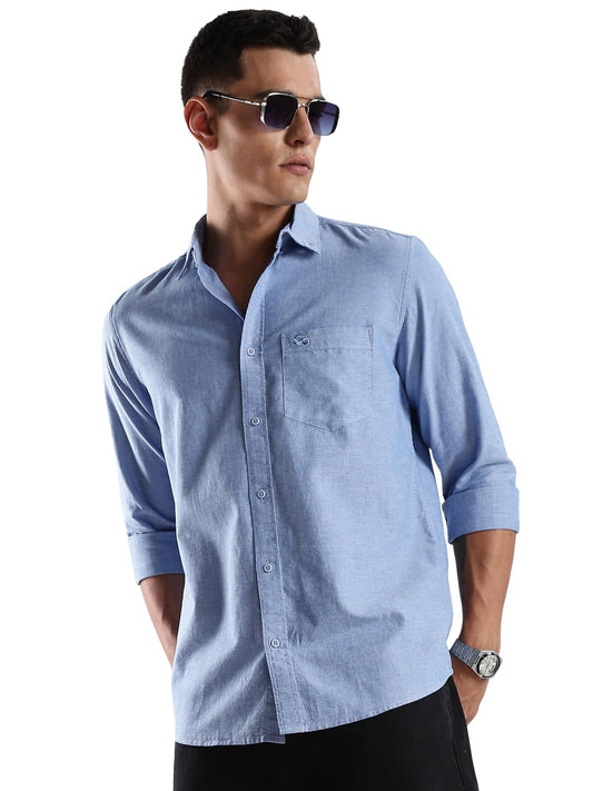 ADRO Mens Cotton Full Sleeve Regular Fit Casual Solid Shirt (Regular Fit | Solid Oxford Blue Shirt | All Day Fresh) | SH25-OXFD