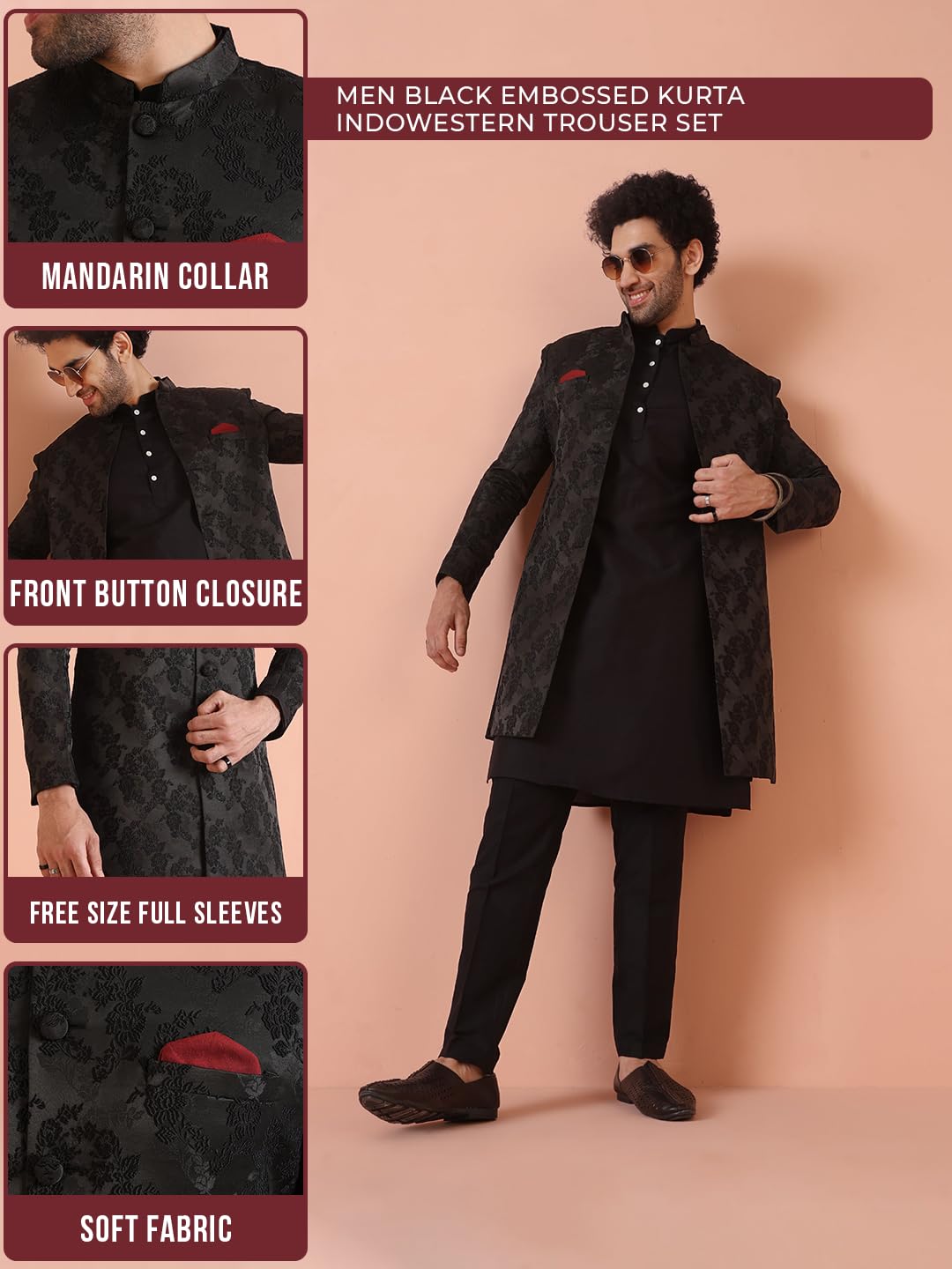 Kisah Sherwani Set For Men  Silk Blend Jacquard Textured Indo Western Sherwani With Kurta And Trouser | Designer Ethnic Outfit F