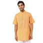Fabindia Men Yellow Mandarin Collar Short Sleeves Kurta