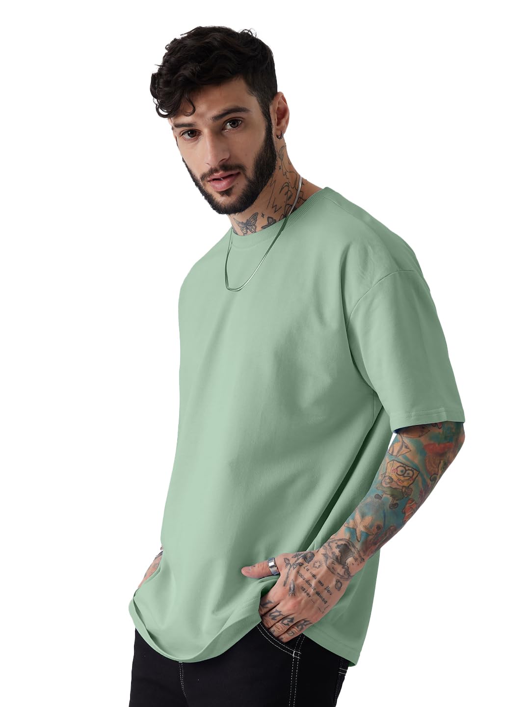 The Souled StoreSolids: Jade GreenOversized T-Shirts