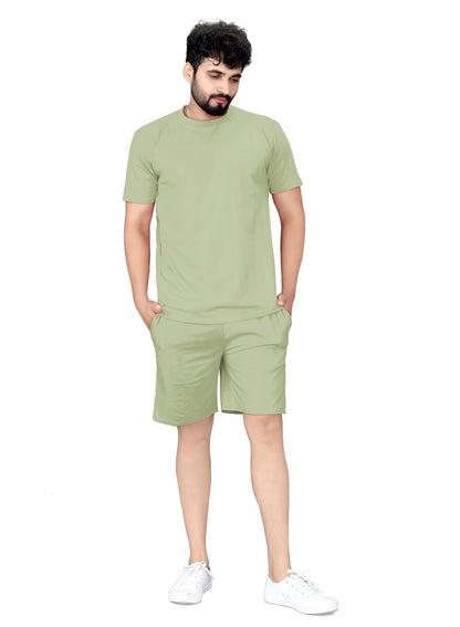 ELLITI Cotton Blend Casual Round Neck Half Sleeve Oversized Co-ord Set Mens, Pyjama Set, Sleepwear Loungewear T-Shirt and Short
