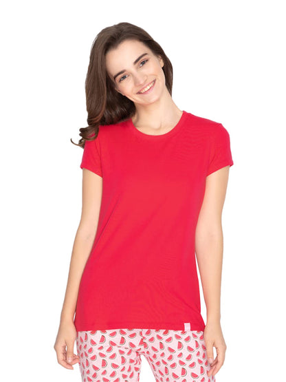 Lyra Women Solid Round Neck Tshirt