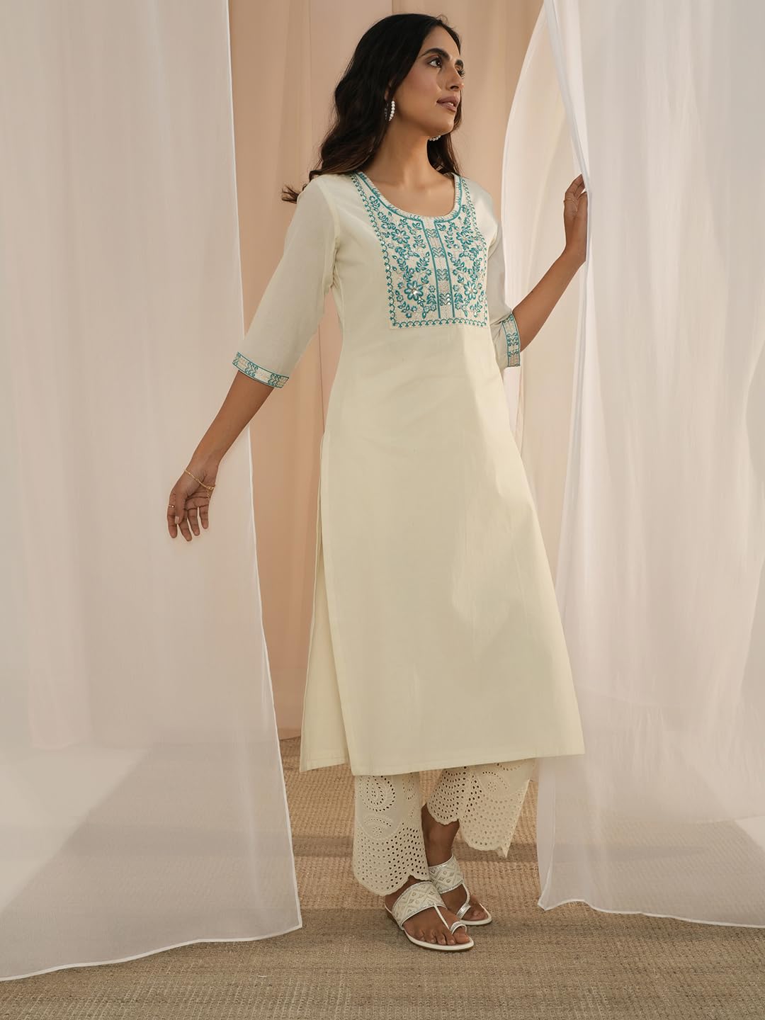 Libas Womens Yoke Design Cotton Straight Kurta For Women