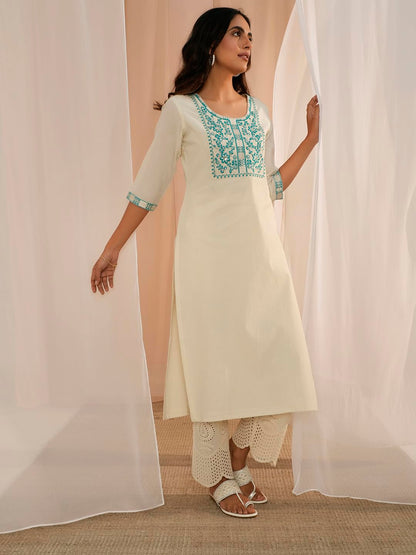 Libas Womens Yoke Design Cotton Straight Kurta For Women