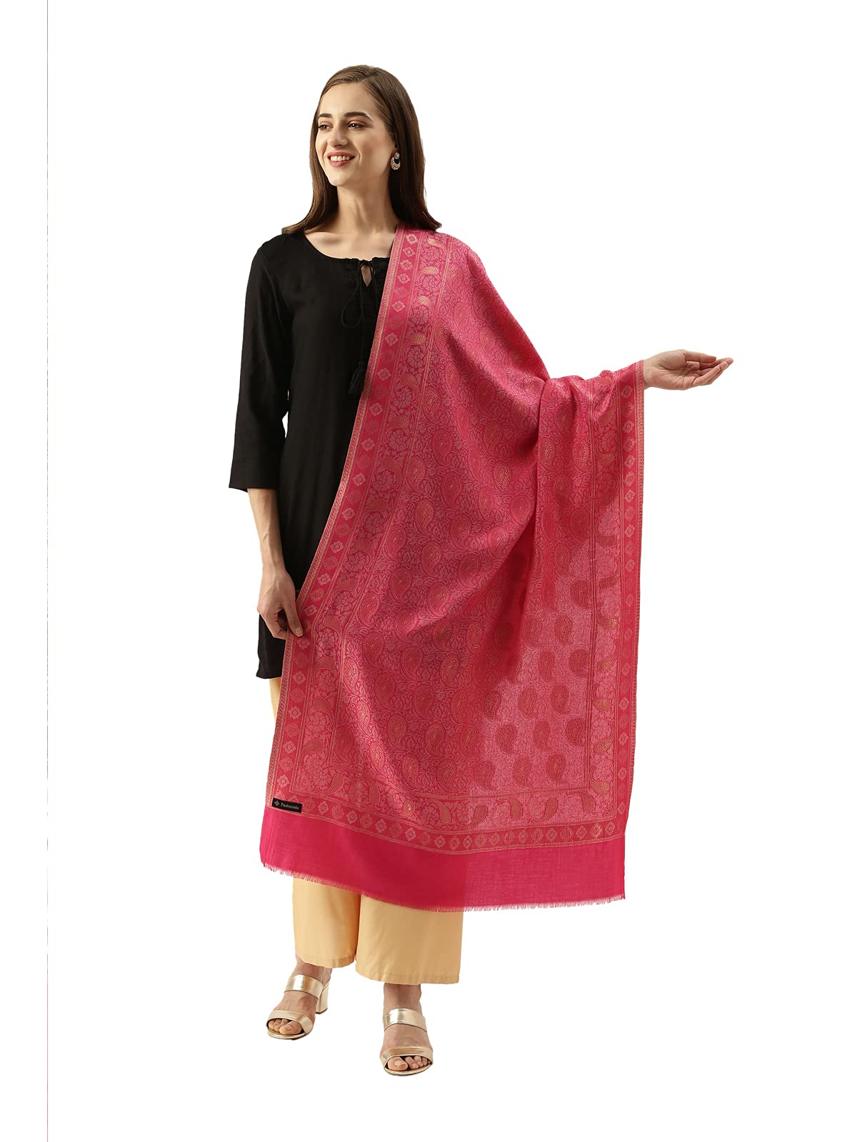 Pashmoda Women Nashaat Kaani Stole with Silky Zari Weave (Size 72X208 CM)