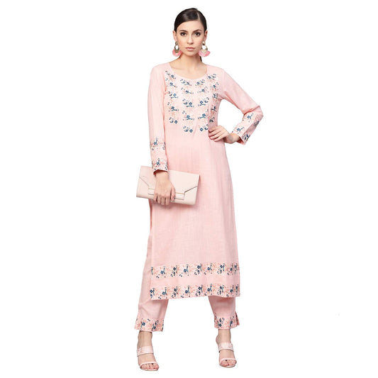 Idalia Baby Pink Embroidered Kurta With Pants