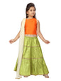 Aarika GirlS Silk Lehenga Choli Set (Lch-22111_Orange-Green_7-8 Years)