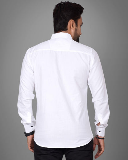 Besix MenS White Rayon Blend Full Sleeve Shirt For Man With Tailored Fit Spread Collar And Standard Length - Formal Stylish Wea