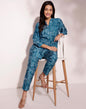 Fabindia Teal Rayon Blend Batik Printed 2pc Pant Set