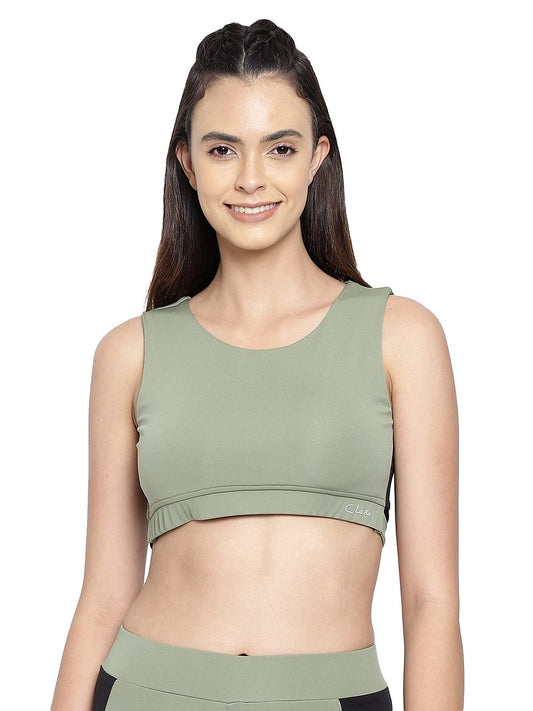 Clovia WomenS Activewear Sports Crop Top With Back Cut-Out (At0149P05_Grey_S)