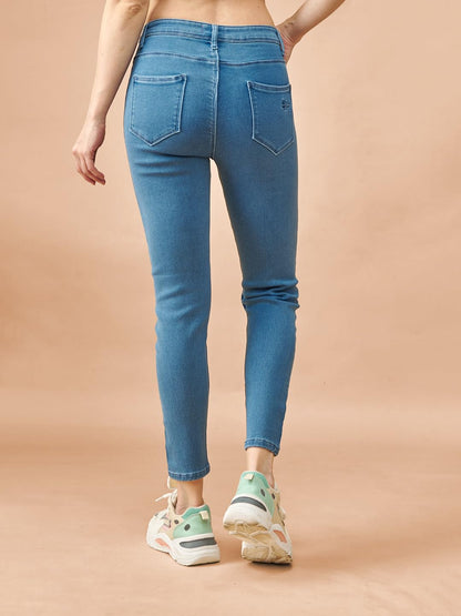 Lyra Women High-Waist Ankle-Length Tapered Jeans Stone Blue