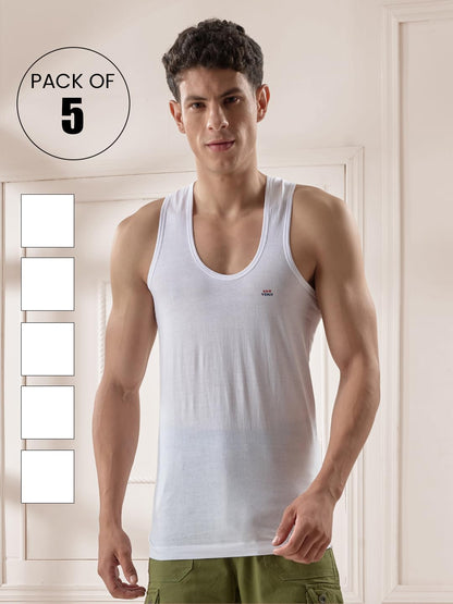 Lux Venus Vest For Men White | 100% Cotton | Pack Of 5