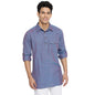 Fabindia Men Cotton Slim Fit Short Kurta Blue_S