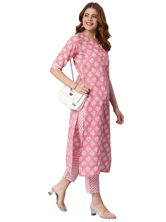 ANNI DESIGNER Cotton Blend Women's Regular A-Line Flared Kurta and Pant