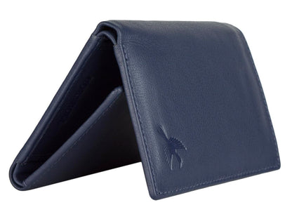 HORNBULL Leather Mens Wallet, Navy, Casual
