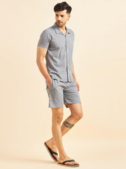 Sweet Dreams Men Prined Front Open Cords Set